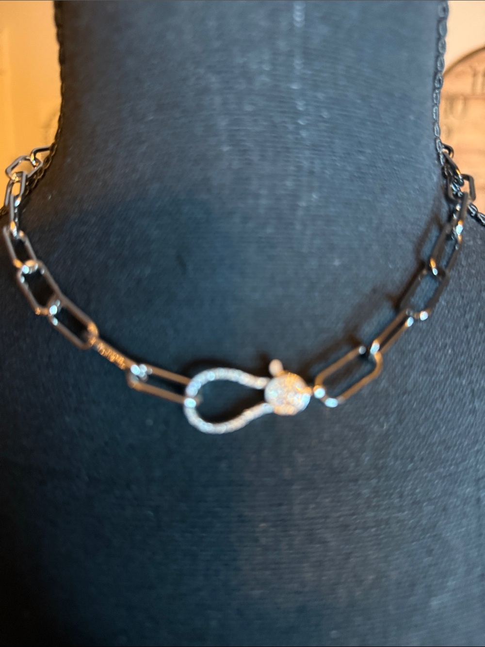 Freida Rothman Vault Two Toned Chain Necklace with Pave Clasp - Picture 3 of 5
